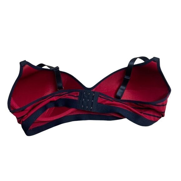 JUST BE, Women’s Red and Blue Striped Bra,42C, NO WIRE, Adjustable Straps - Picture 3 of 9